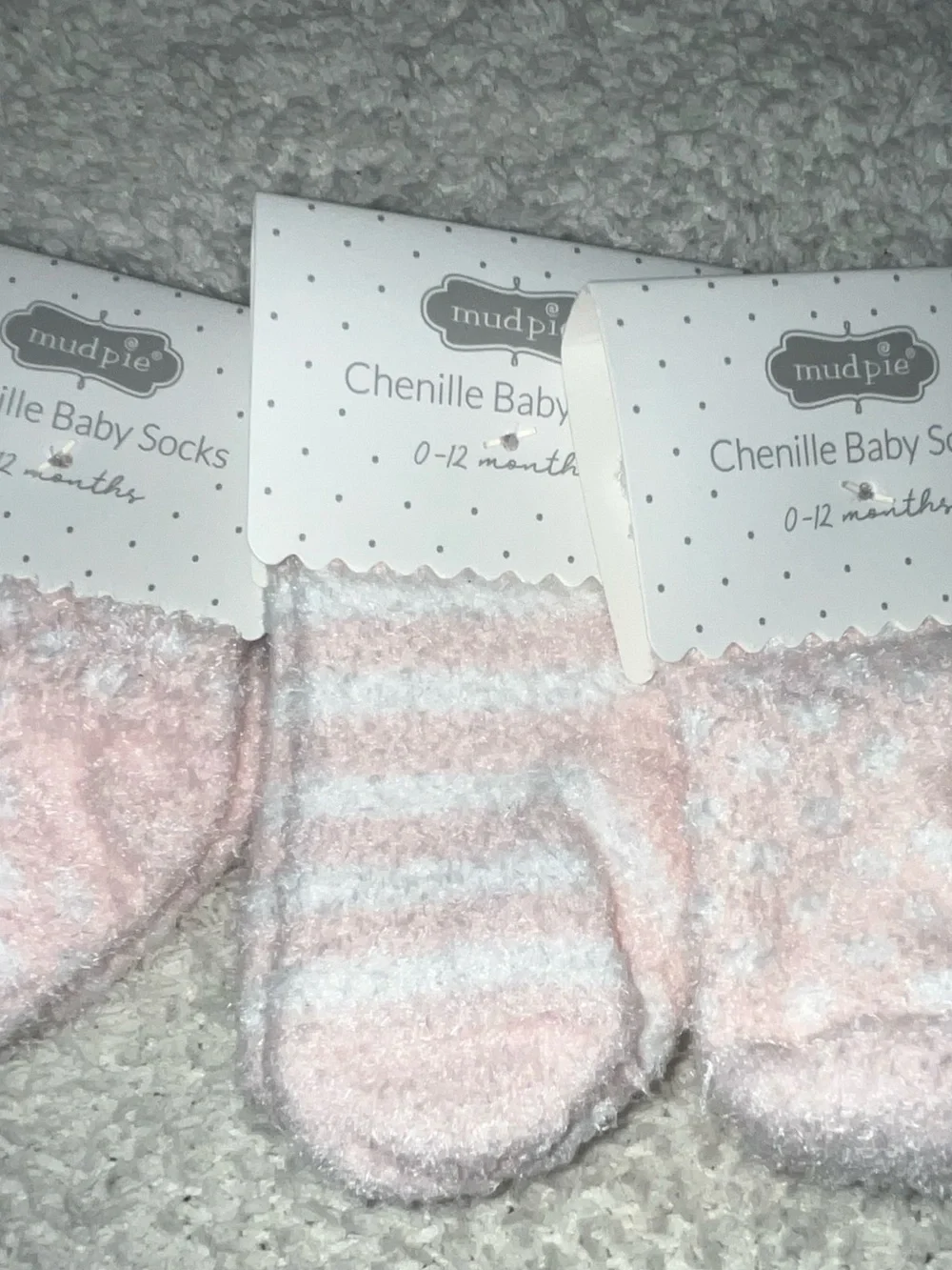 Mudpie Chenille Baby Socks.  0-12 Mo